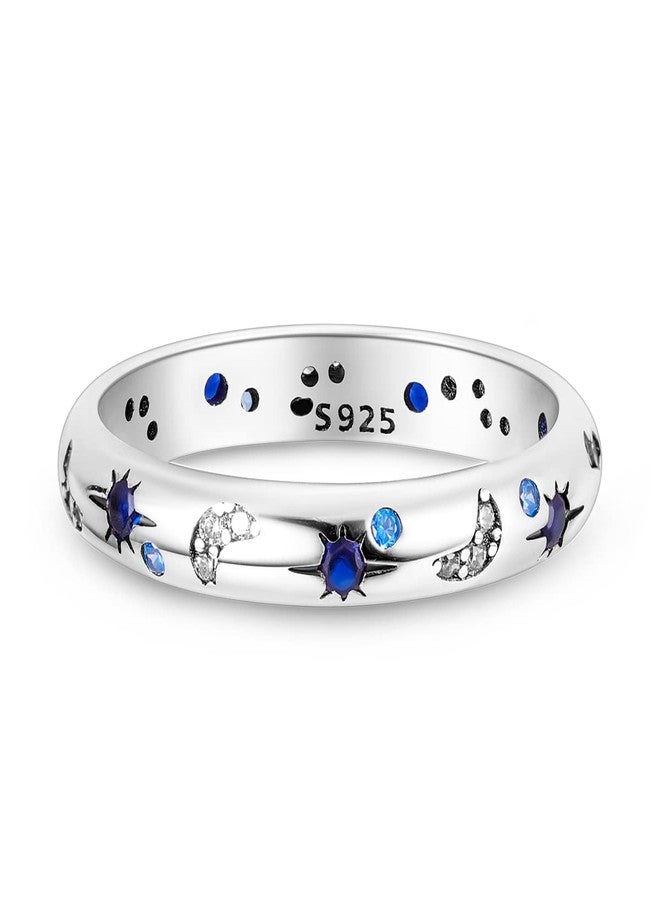 NARMO 925 Ring for Women Sterling Silver Moon and Star Rings Cubic Zirconia Stackable Ring Size 9 - Image 2